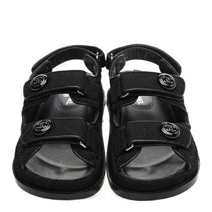 Chanel Fabric Velcro Dad Sandals 35 Black 5 of 15