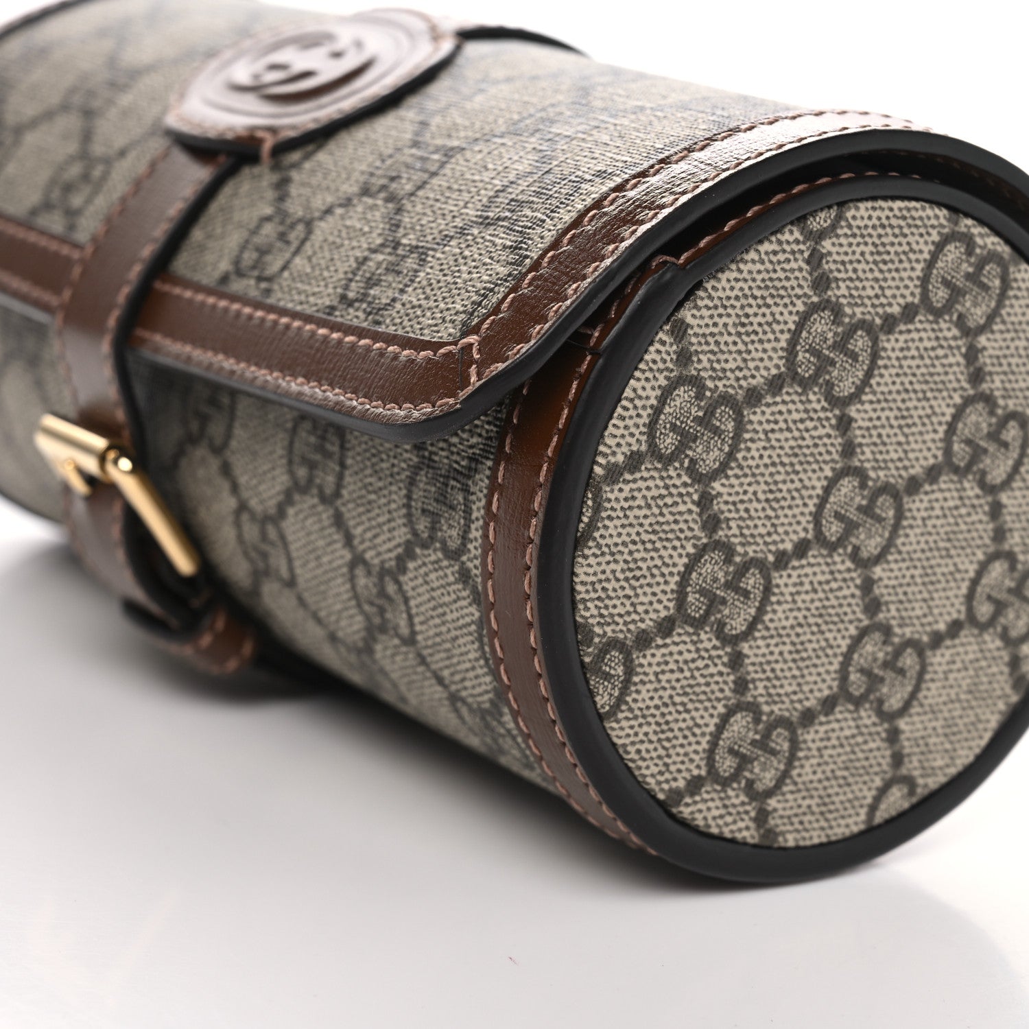 Gucci GG Supreme Monogram Calfskin Watch Travel Case Beige Ebony Brown Sugar 10 of 10