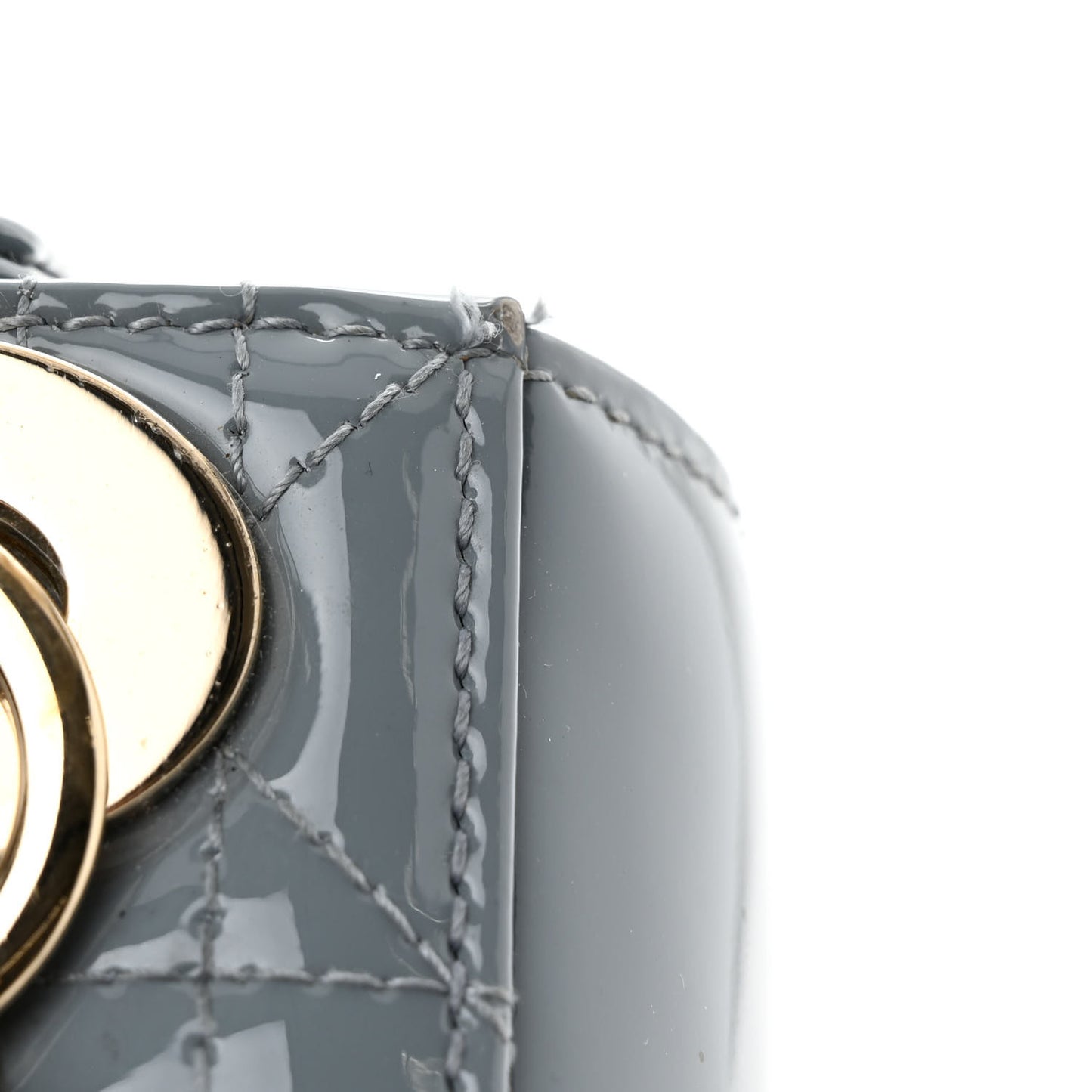 Patent Cannage Mini Lady Dior Light Blue