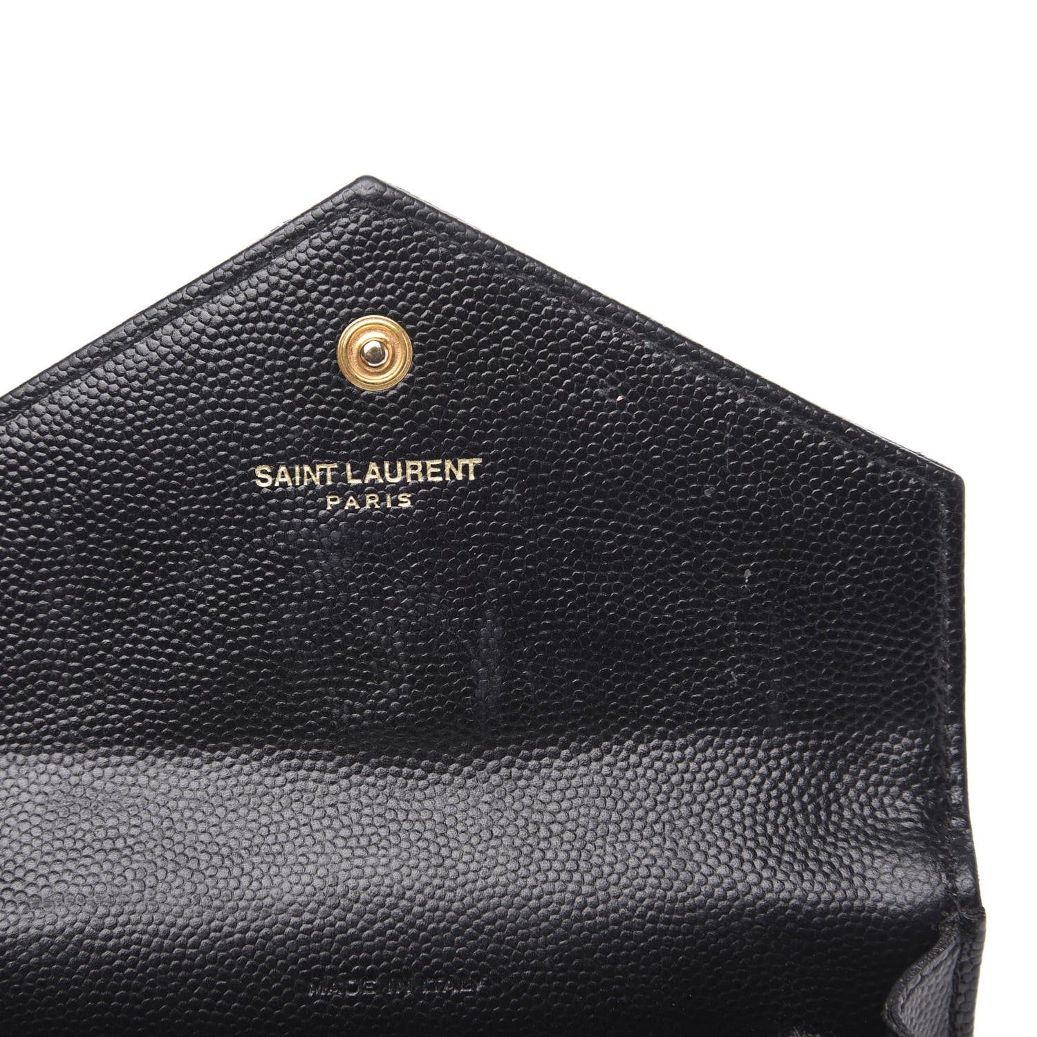 Saint Laurent Grain De Poudre Matelasse Chevron Small Monogram Envelope Wallet Black 6 of 9