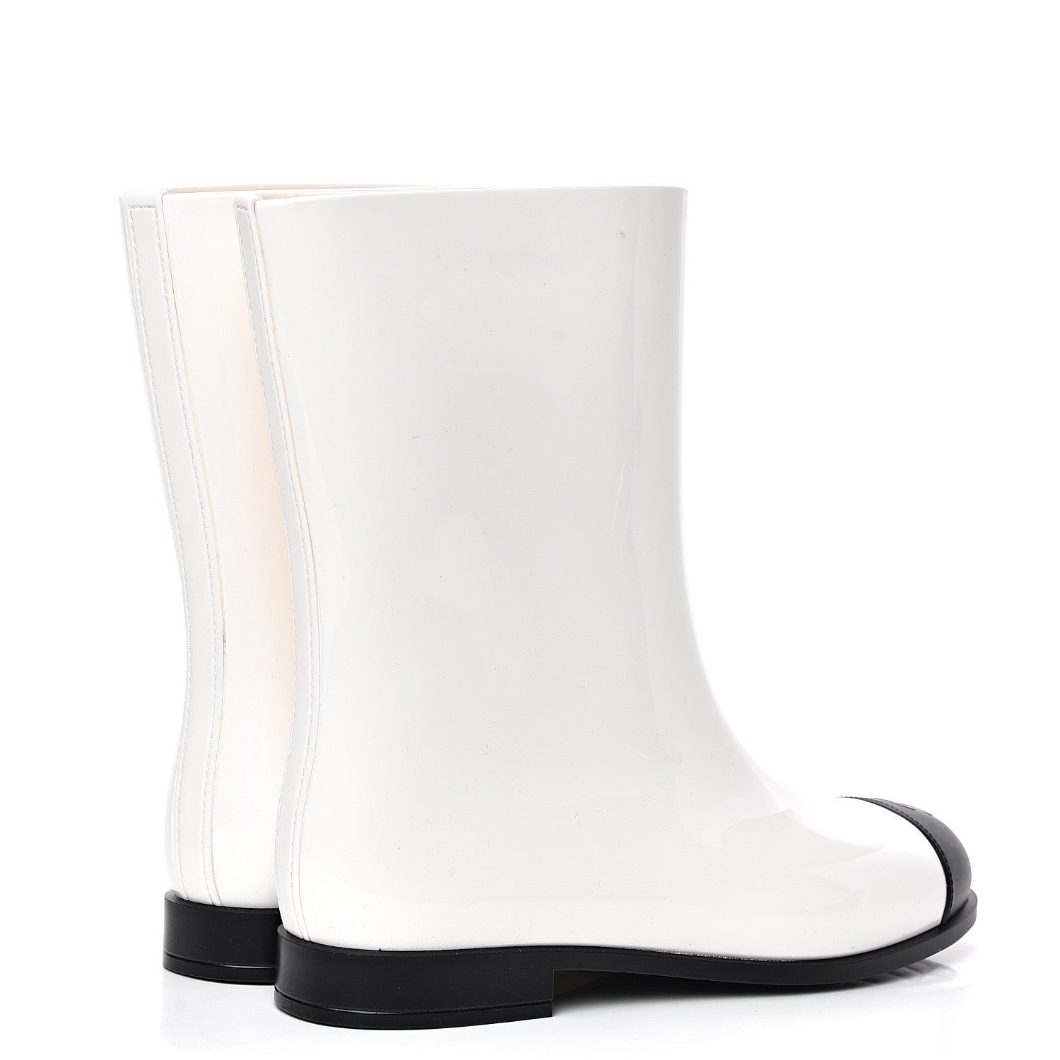 Chanel Rubber Rain Boots 40 Ivory Black 4 of 8