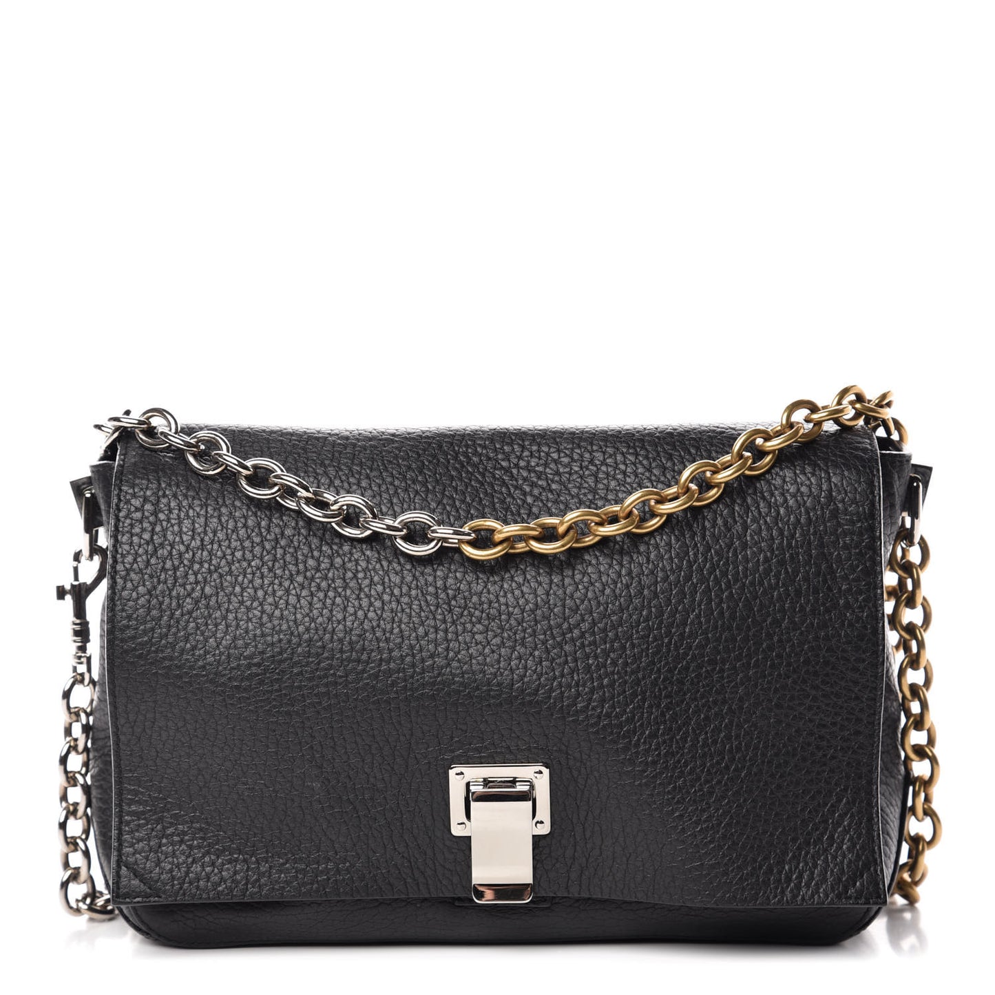 Pebbled Calfskin Small Courier Black
