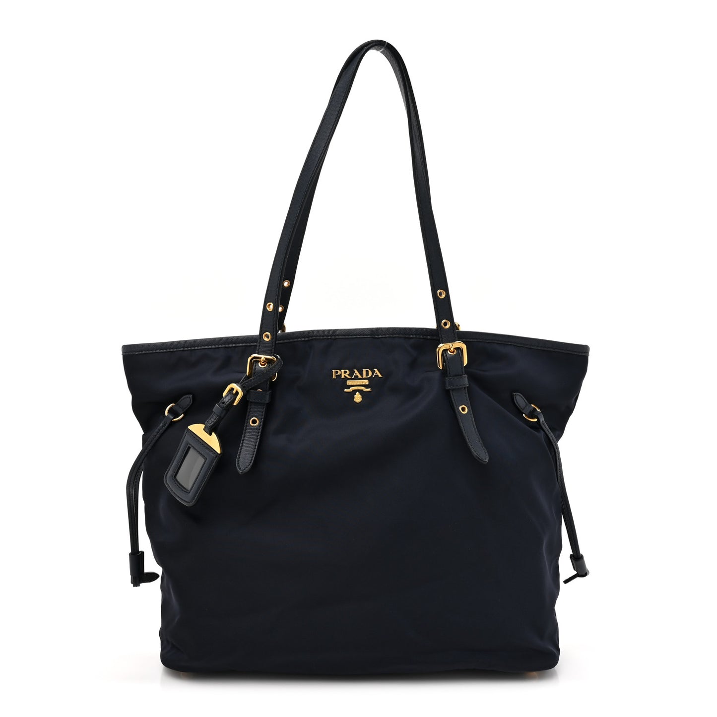 Tessuto Nylon Saffiano Metal Shopping Tote Navy