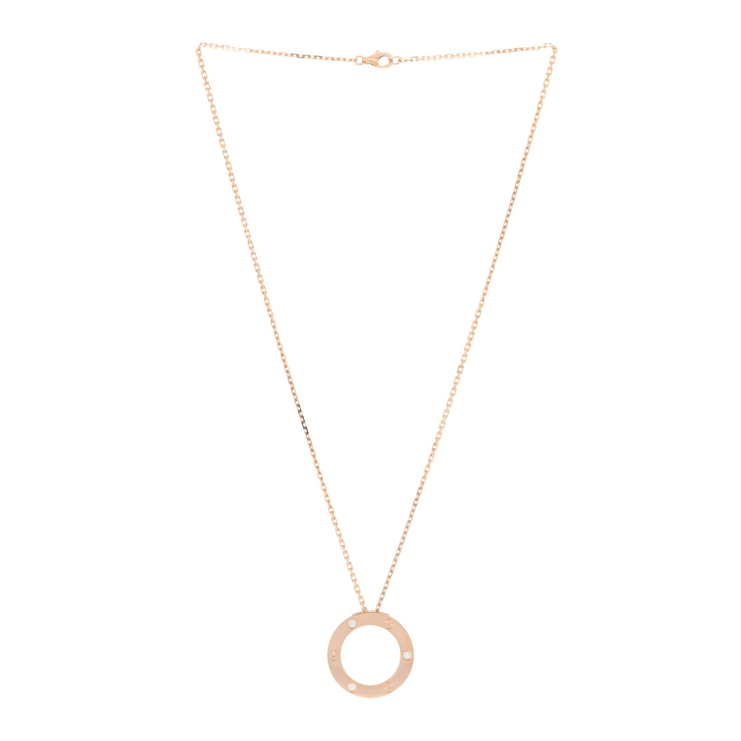 Cartier 18K Pink Gold 3 Diamonds LOVE Pendant Necklace 2 of 3