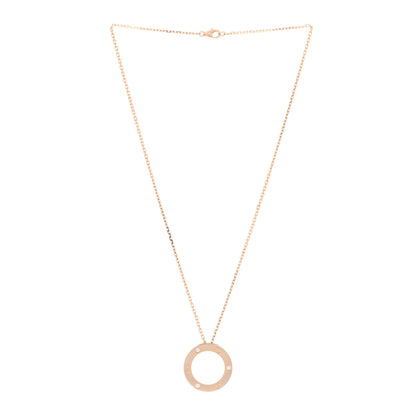 Cartier 18K Pink Gold 3 Diamonds LOVE Pendant Necklace 2 of 3