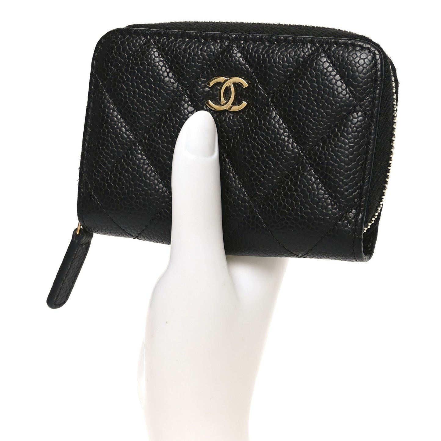 Caviar Quilted Zip Coin Purse Black