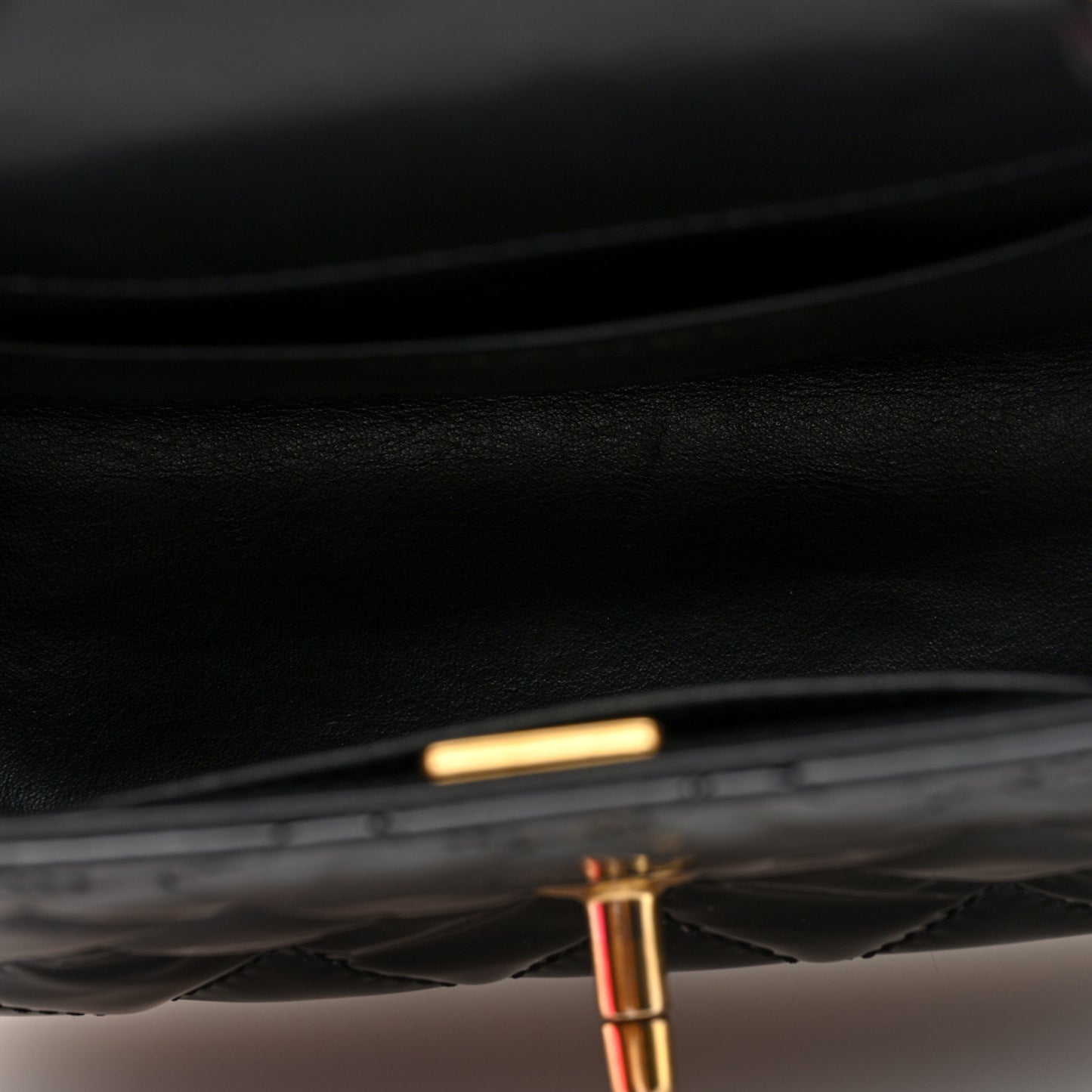Patent Calfskin Quilted Mini Square Flap Black