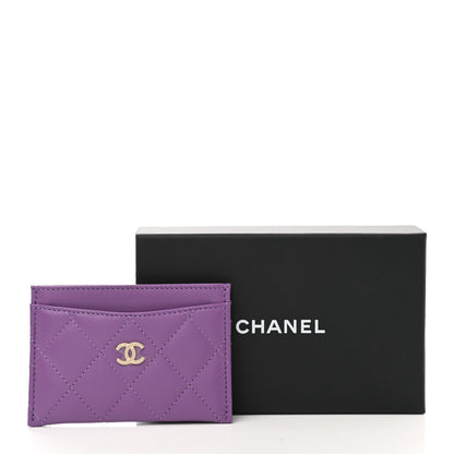 Chanel Lambskin Quilted Card Holder Purple 9 of 9