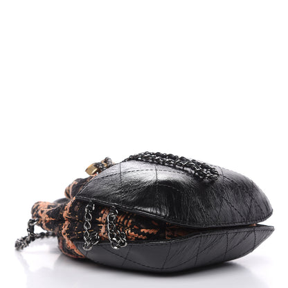 Chanel Tweed Calfskin Quilted Small Gabrielle Bucket Black Brown Orange 4 of 9