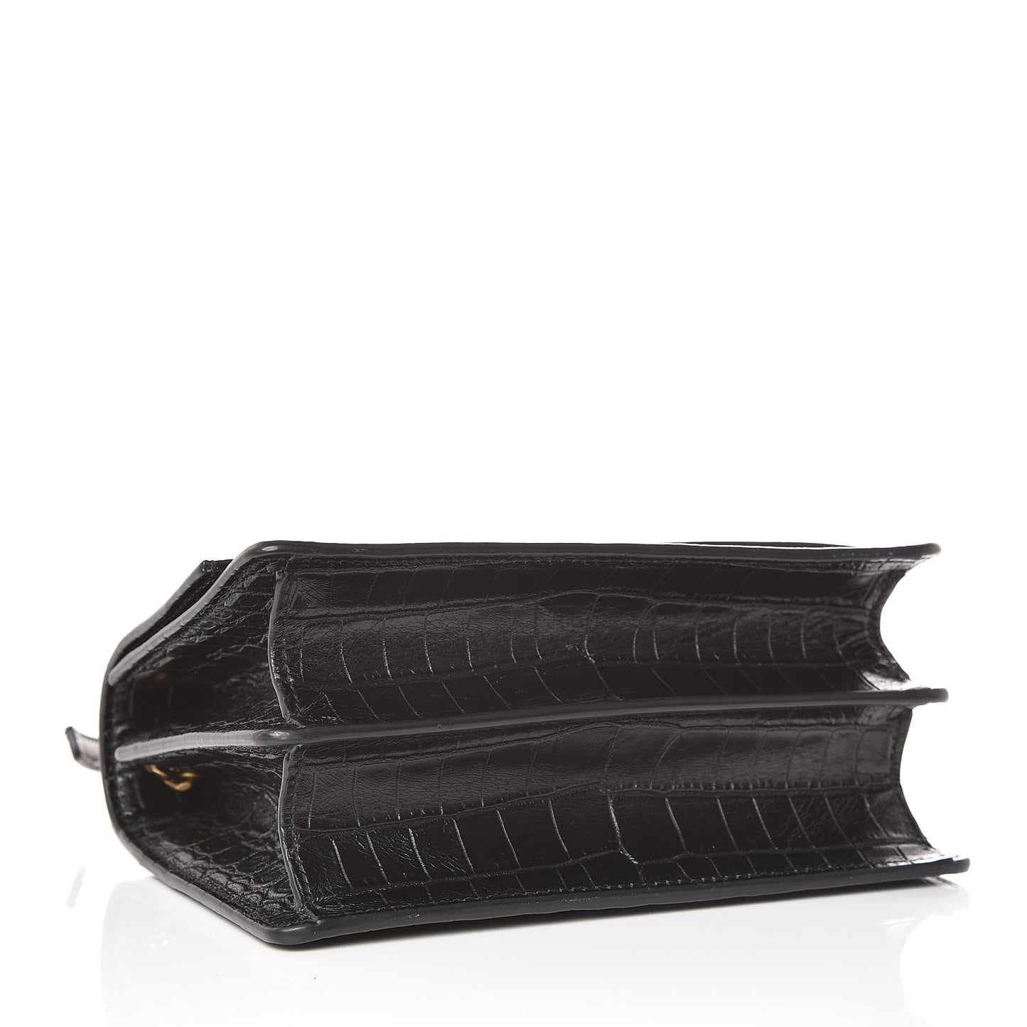 Calfskin Crocodile Embossed Small Monogram Sunset Black