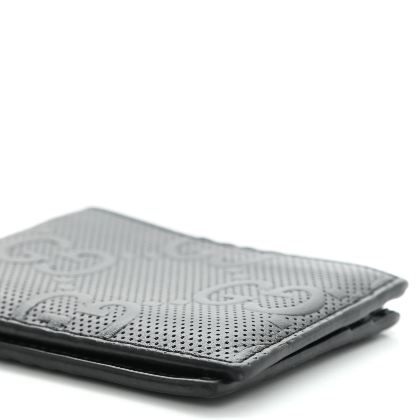 Calfskin GG Tennis Embossed Bi-Fold Wallet Black