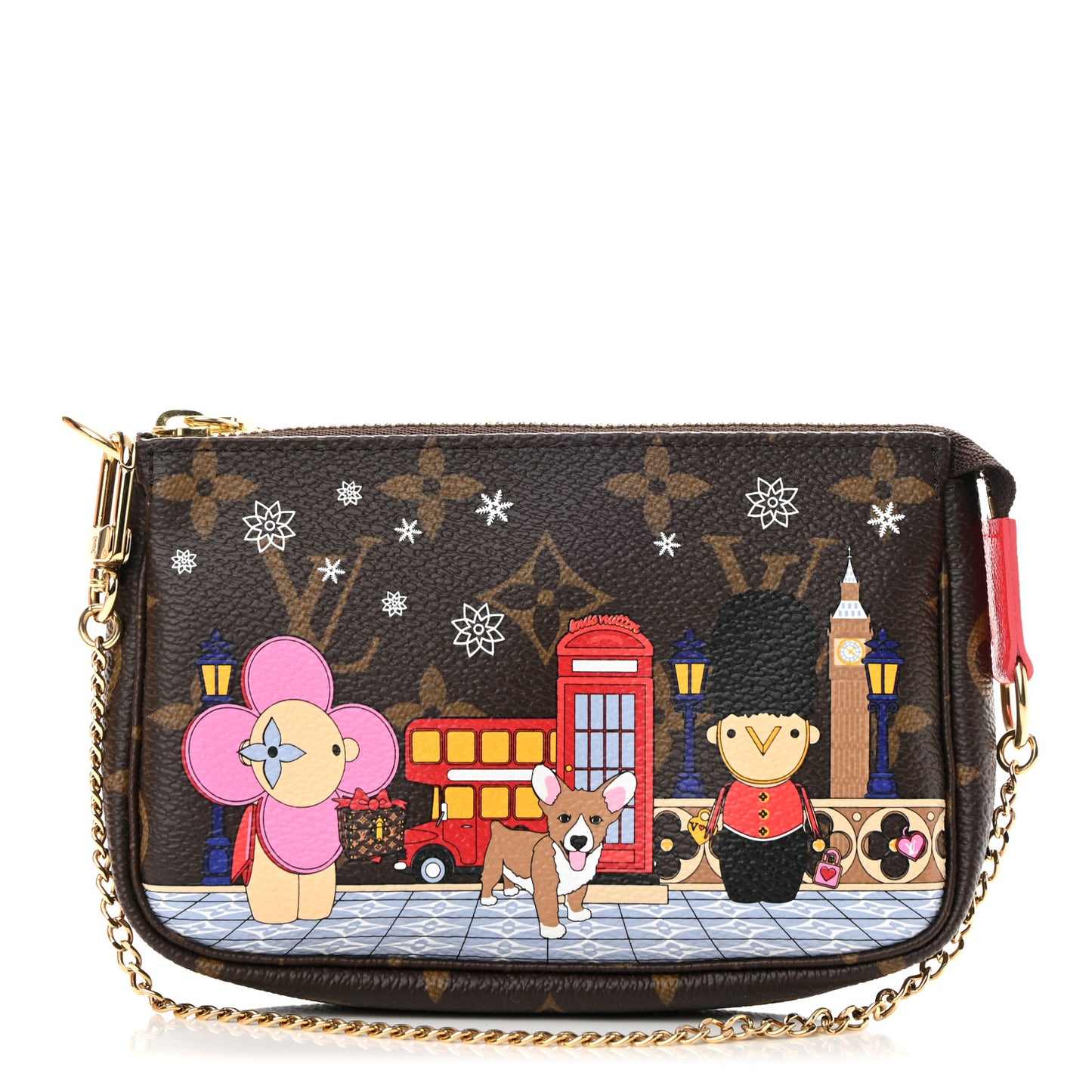 Monogram 2021 Christmas Animation London Mini Pochette Accessories Red