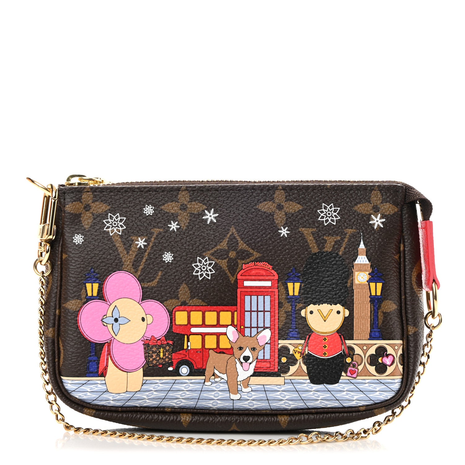 Louis Vuitton Monogram 2021 Christmas Animation London Mini Pochette Accessories Red 1 of 9