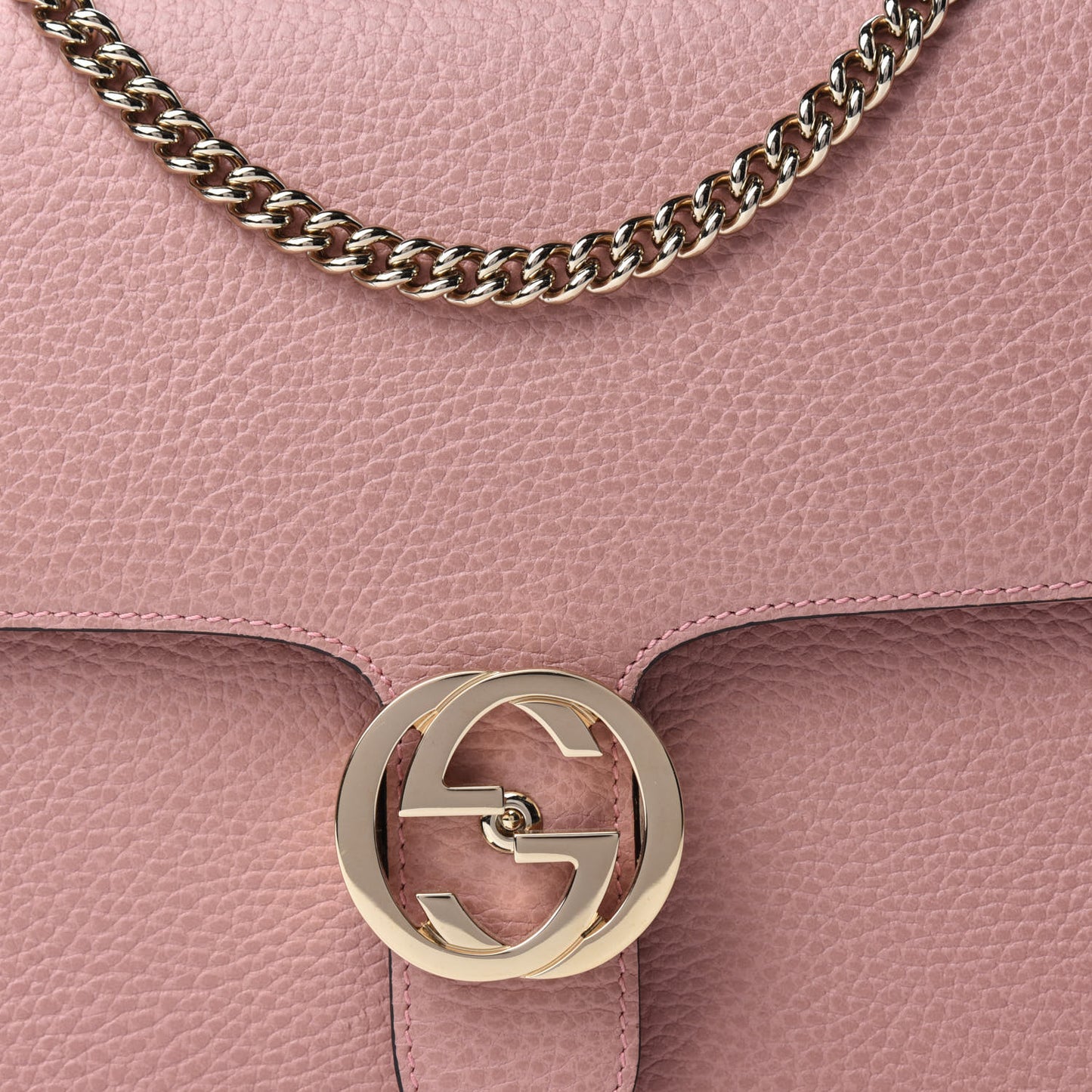 Dollar Calfskin Interlocking G Shoulder Bag Soft Pink