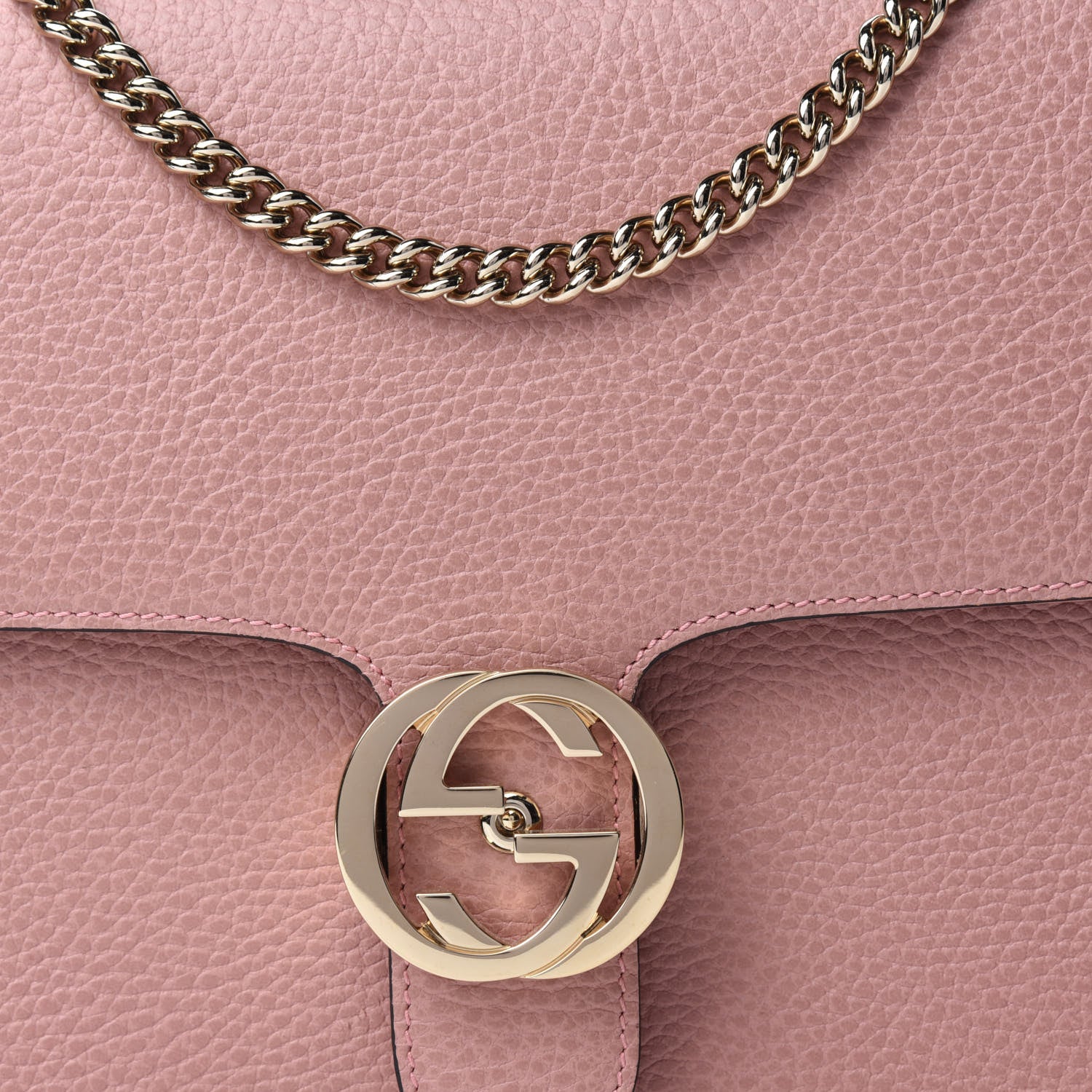Gucci Dollar Calfskin Interlocking G Shoulder Bag Soft Pink 10 of 10