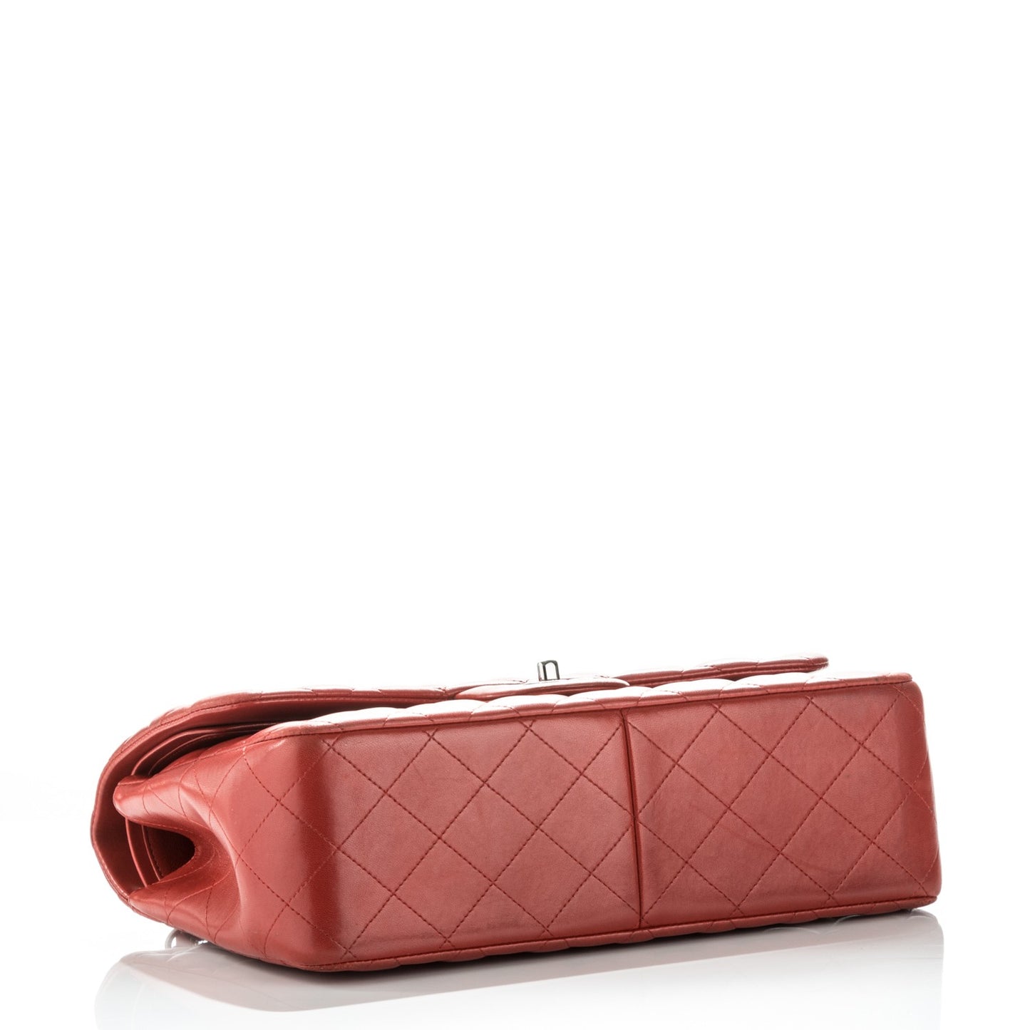 Lambskin Quilted Jumbo Double Flap Red