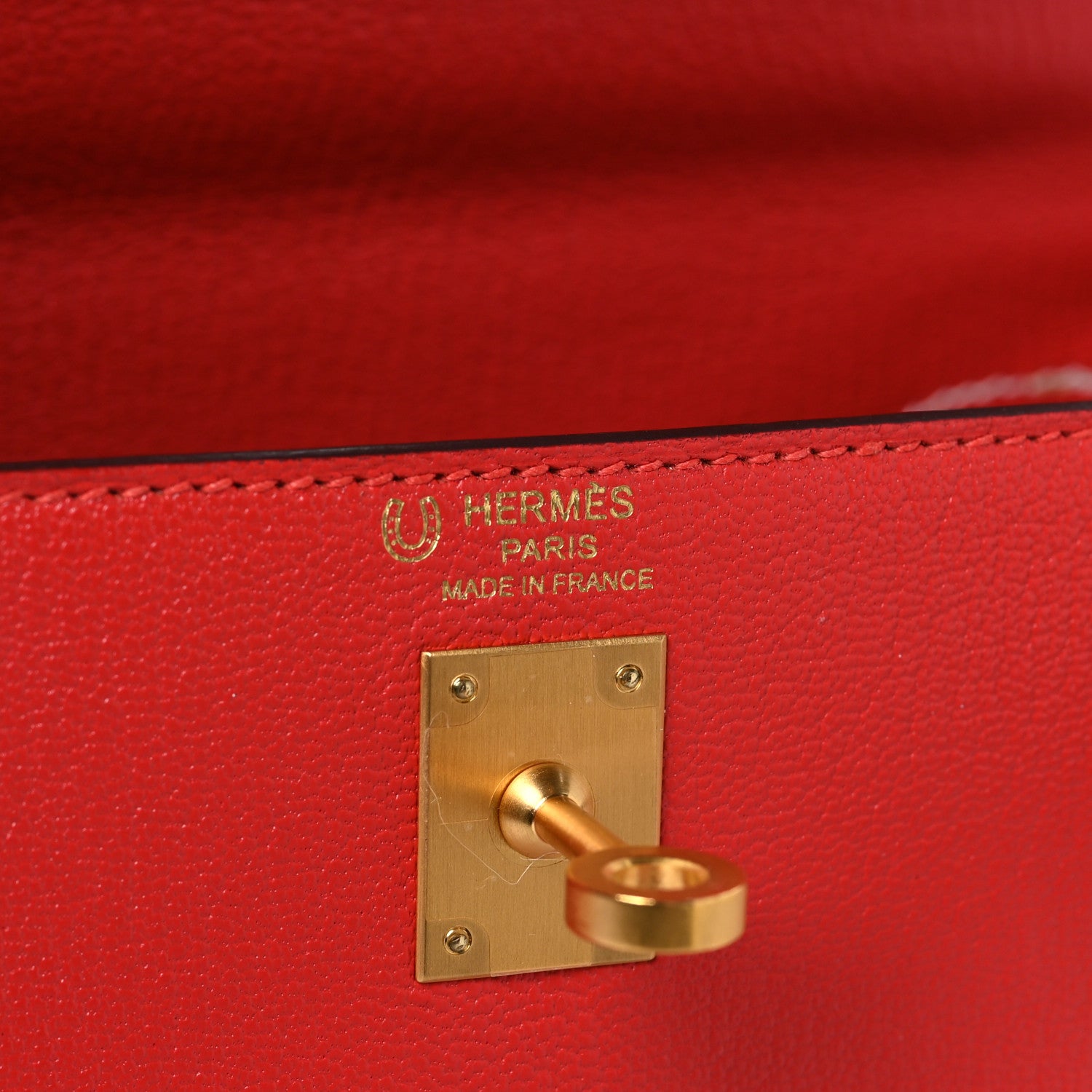 Hermes Chevre Chandra Bi-Color Horseshoe Kelly Sellier 25 Rouge De Coeur Etoupe 6 of 14