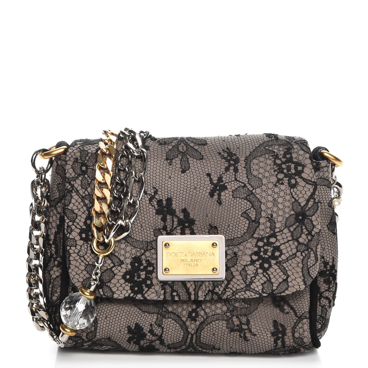 Lace Mini Miss Charles Evening Bag Black