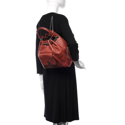 Chanel Calfskin Stitched Medium Urban Luxury Drawstring Backpack Dark Red 2 of 11