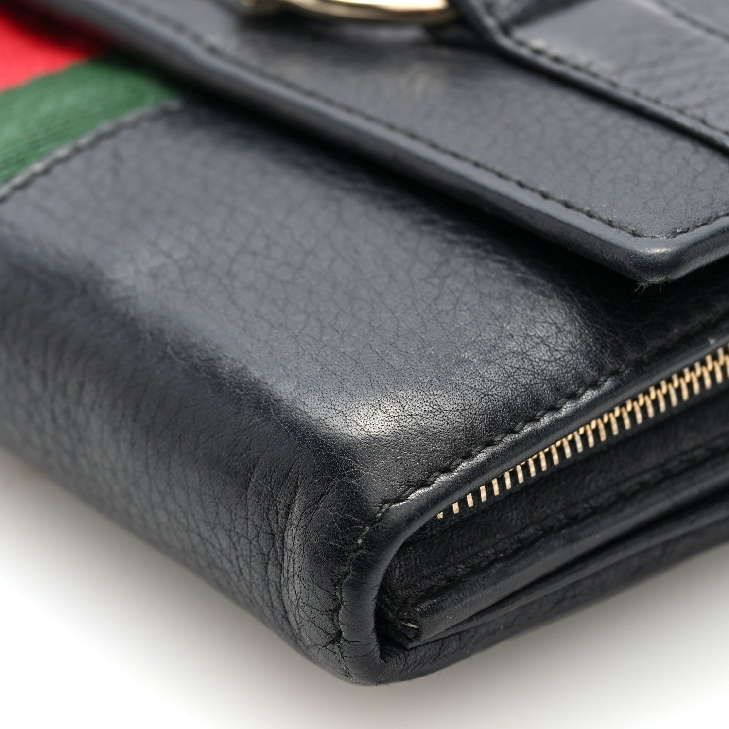 Gucci Calfskin Web Horsebit Chain Clutch Wallet Black 9 of 9