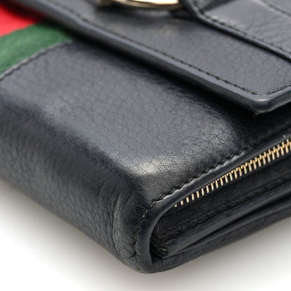 Gucci Calfskin Web Horsebit Chain Clutch Wallet Black 9 of 9
