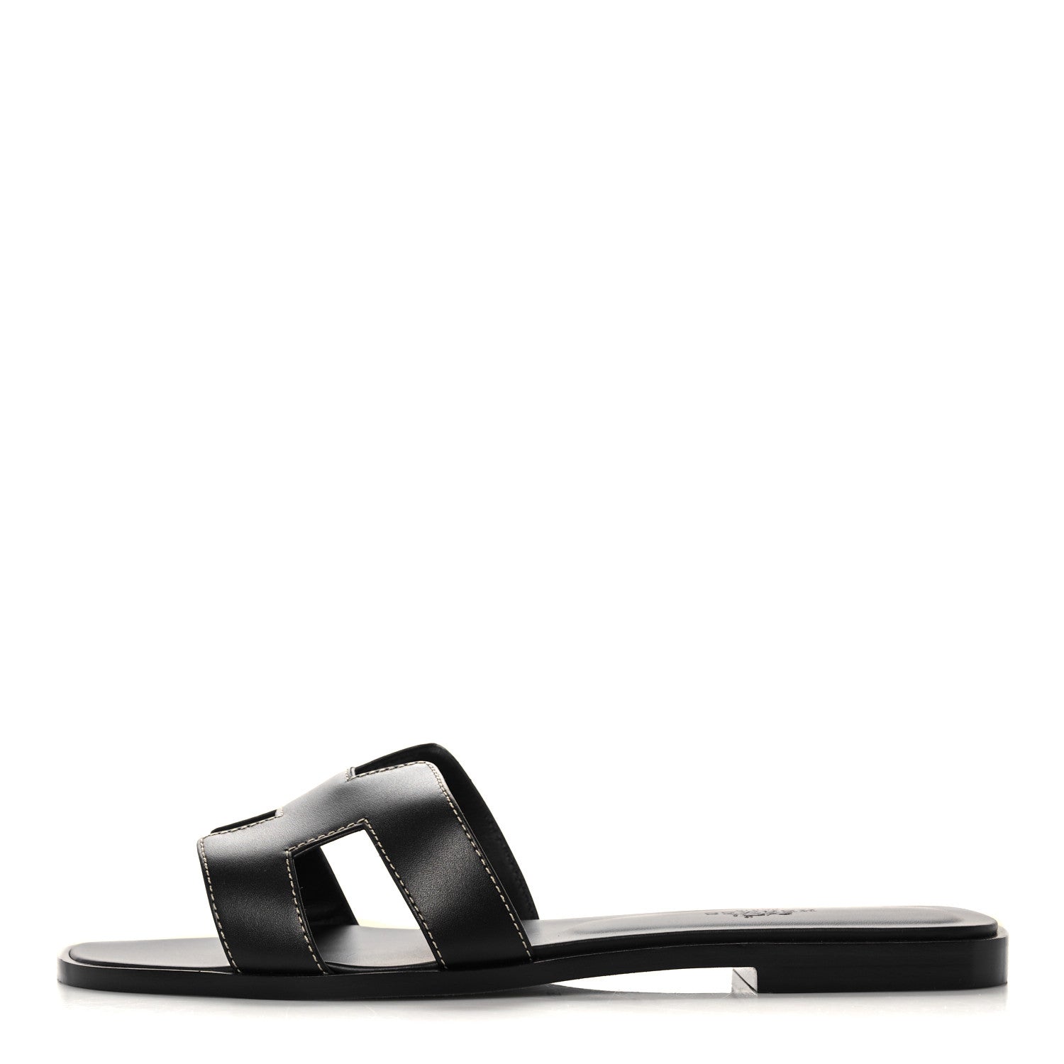 Hermes Box Calfskin Oran Sandals 38.5 Black 1 of 9