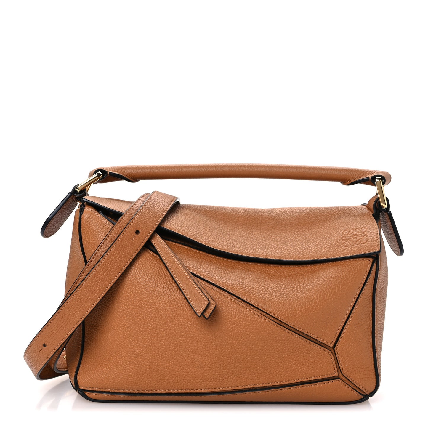 Grained Calfskin Small Puzzle Bag Tan