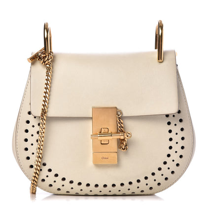 Chloe Calfskin Perforated Mini Drew Shoulder Bag White 1 of 13