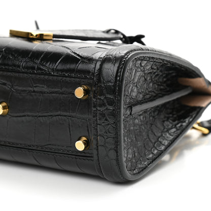 Alexander McQueen Calfskin Crocodile Embossed Mini Heroine 21 Black 10 of 11