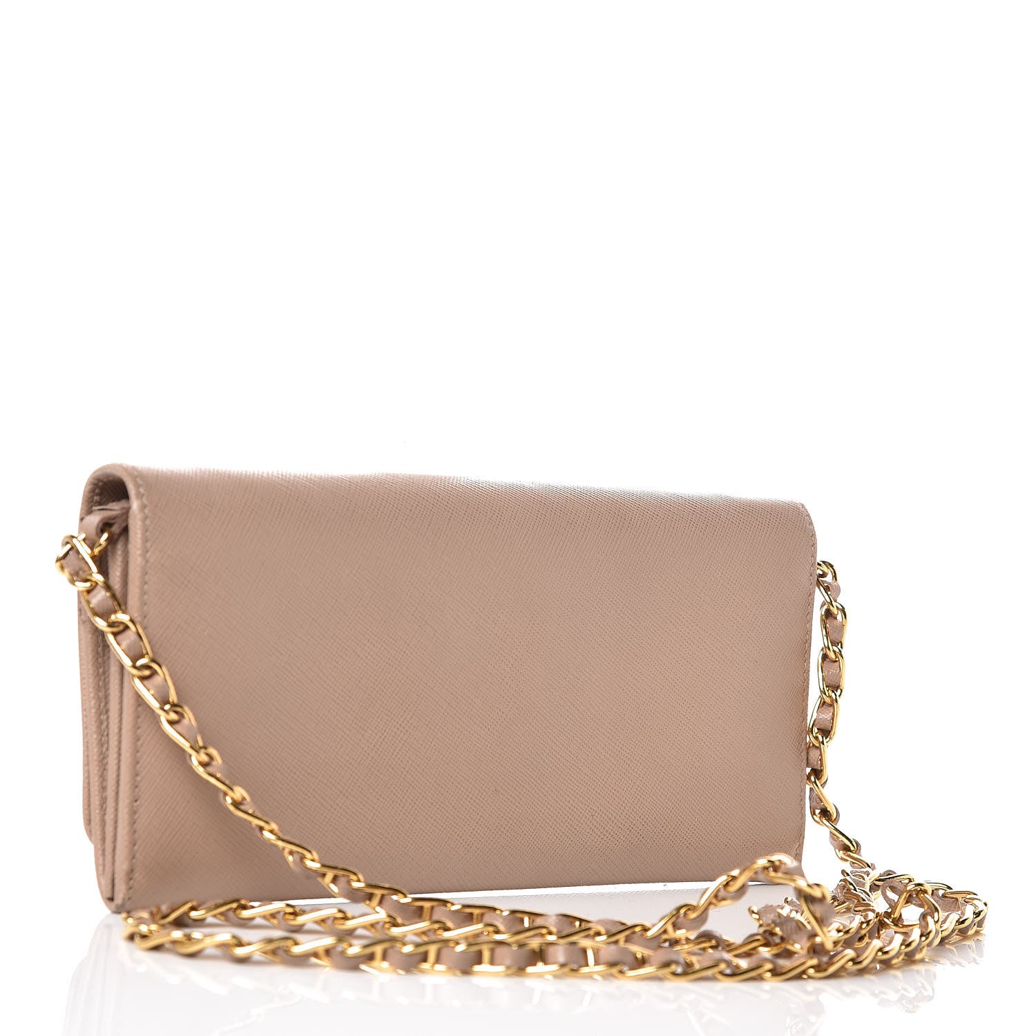 Prada Saffiano Metal Oro Chain Wallet Cammeo 3 of 12