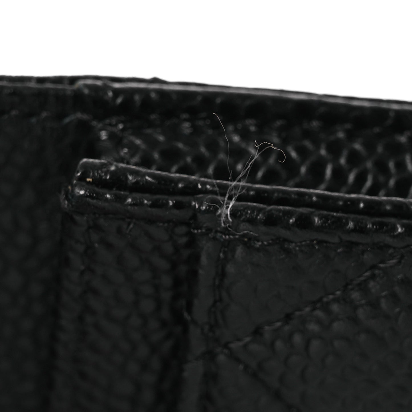 Caviar Quilted Flap Card Holder Black