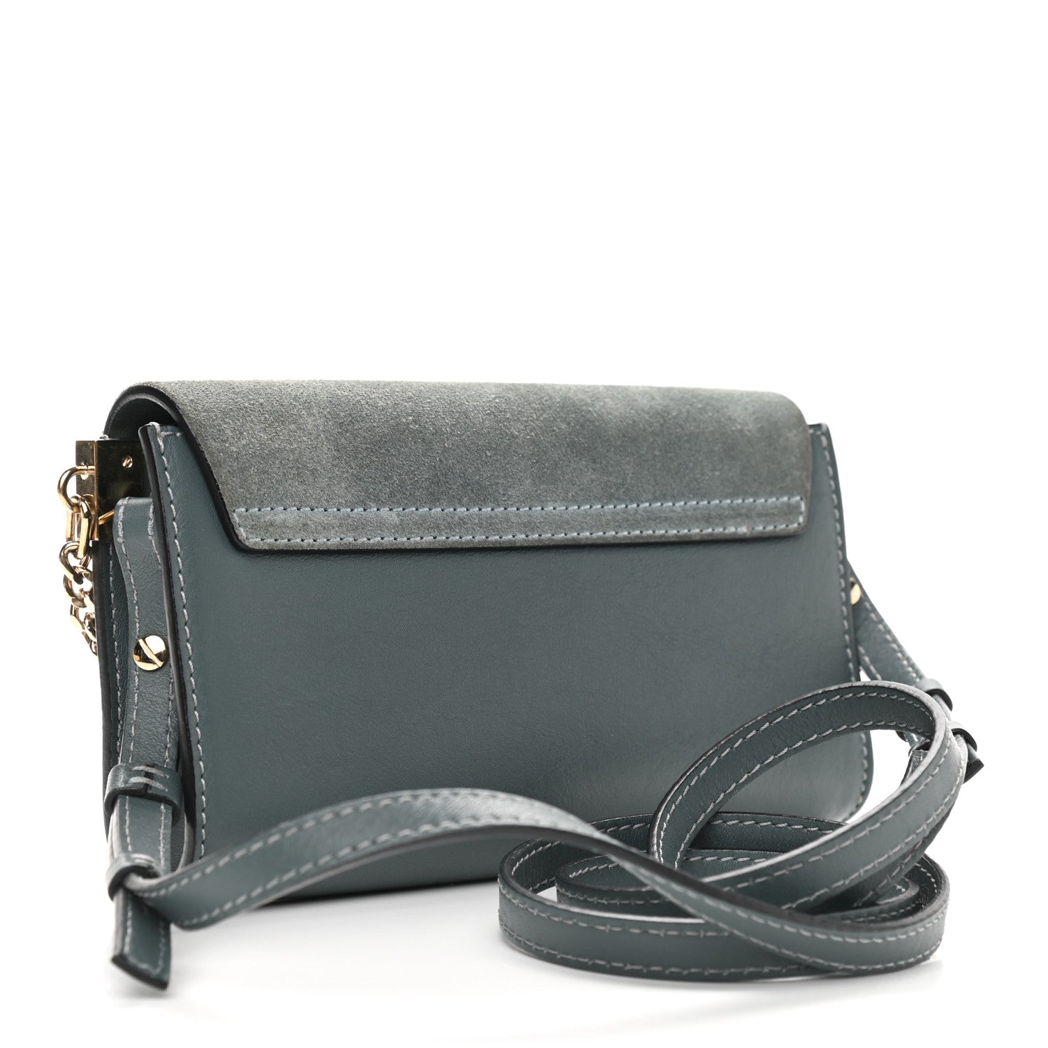 Chloe Suede Calfskin Mini Faye Shoulder Bag Cloudy Blue 3 of 11