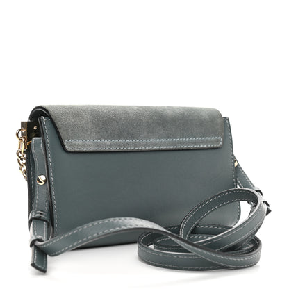 Chloe Suede Calfskin Mini Faye Shoulder Bag Cloudy Blue 3 of 11
