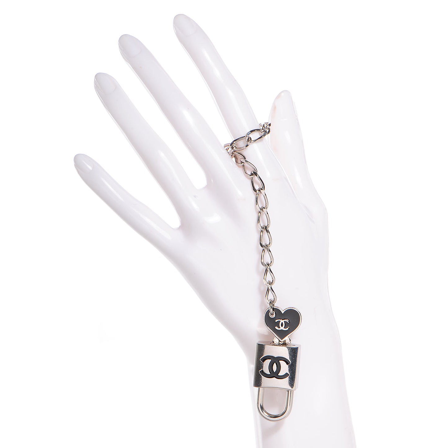 Padlock and Key Bag Charm Silver Black