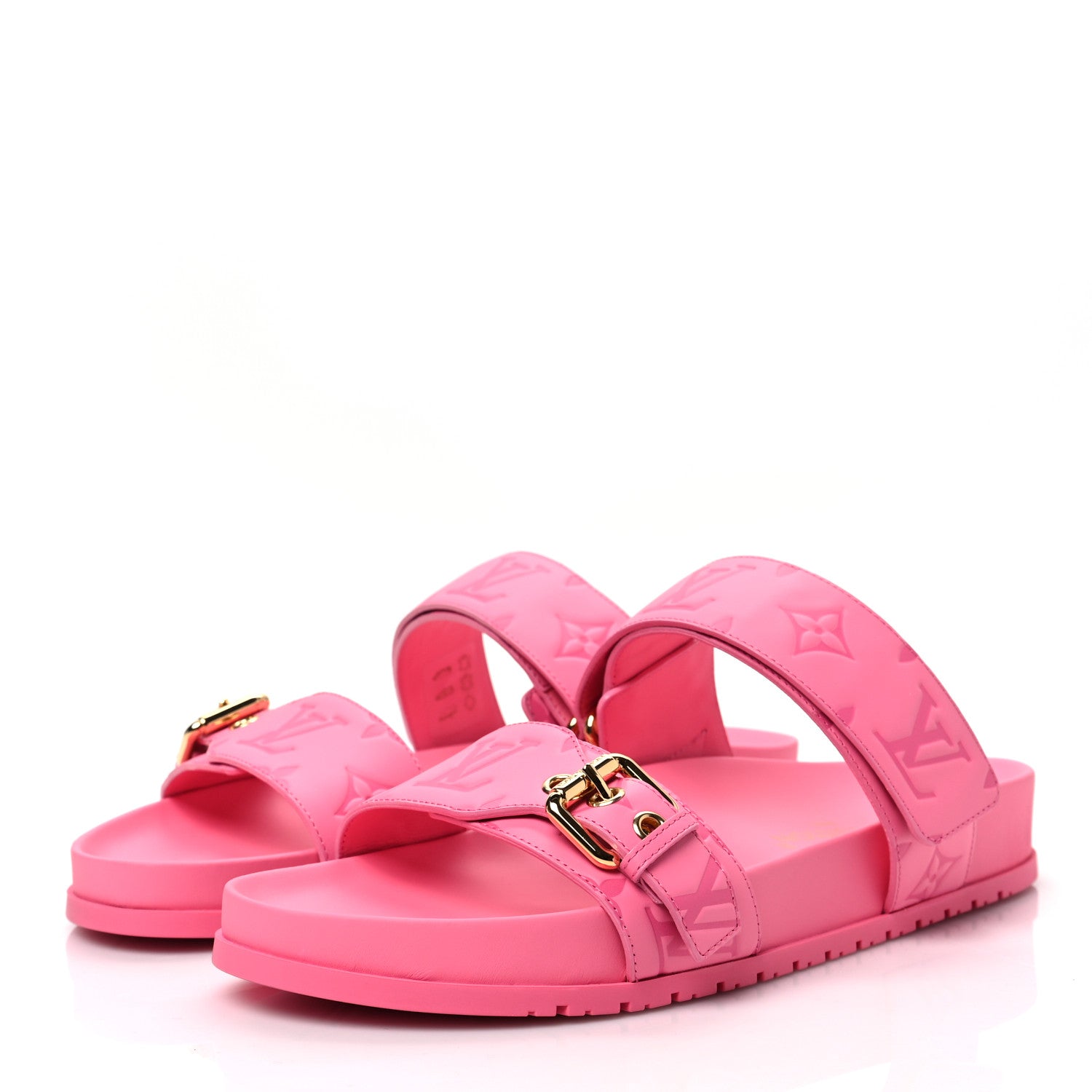 Louis Vuitton Calfskin Monogram Embossed Bom Dia Flat Mule Sandals 39.5 Pink 3 of 8