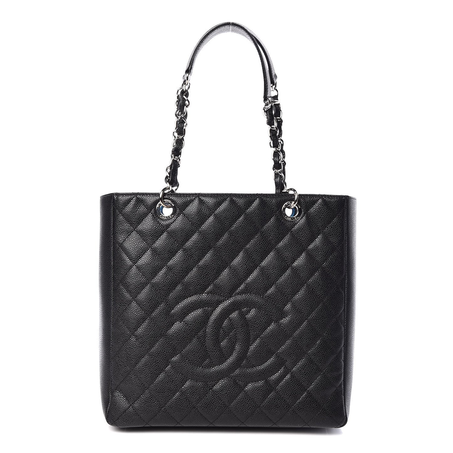 Caviar Quilted Petit Shopping Tote PST Black