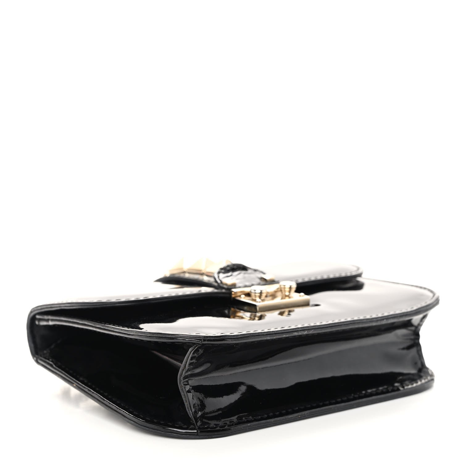 Valentino Garavani Patent Small Glam Lock Rockstud Flap Black 5 of 12