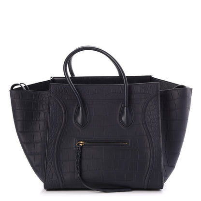 Celine Crocodile Embossed Calfskin Medium Phantom Luggage Navy Blue 1 of 7