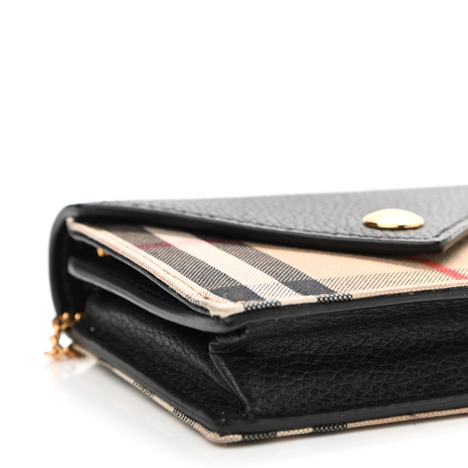 Burberry Grainy Calfskin Vintage Check Jade Card Case On Chain Black 8 of 10