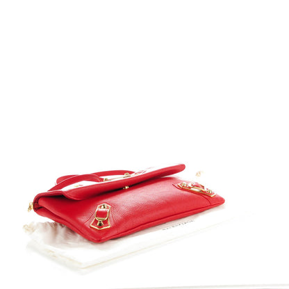 Balenciaga Chevre Gold Metallic Edge Hardware Envelope Clutch Rouge Grenade 6 of 16