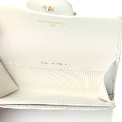 Chanel Iridescent Lambskin Quilted Flap Card Holder Wallet Ivory 4 of 4