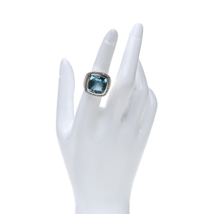 David Yurman Sterling Silver Diamond Blue Topaz 14mm Albion Ring 53 6.25 2 of 5