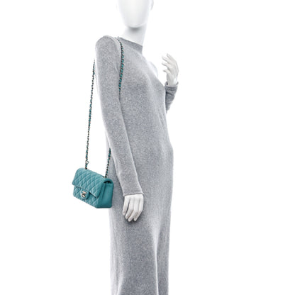 Chanel Lambskin Quilted Mini Rectangular Flap Turquoise 2 of 9
