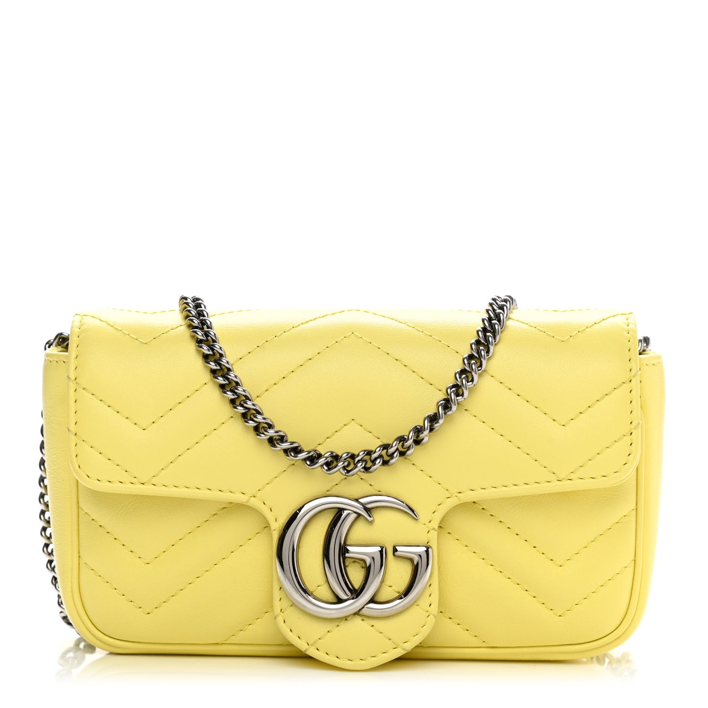 Calfskin Matelasse Super Mini GG Marmont Shoulder Bag Banana