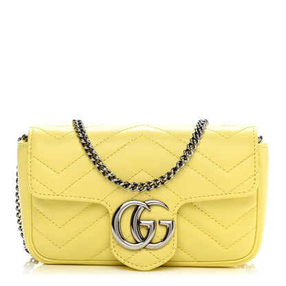 Gucci Calfskin Matelasse Super Mini GG Marmont Shoulder Bag Banana 1 of 10
