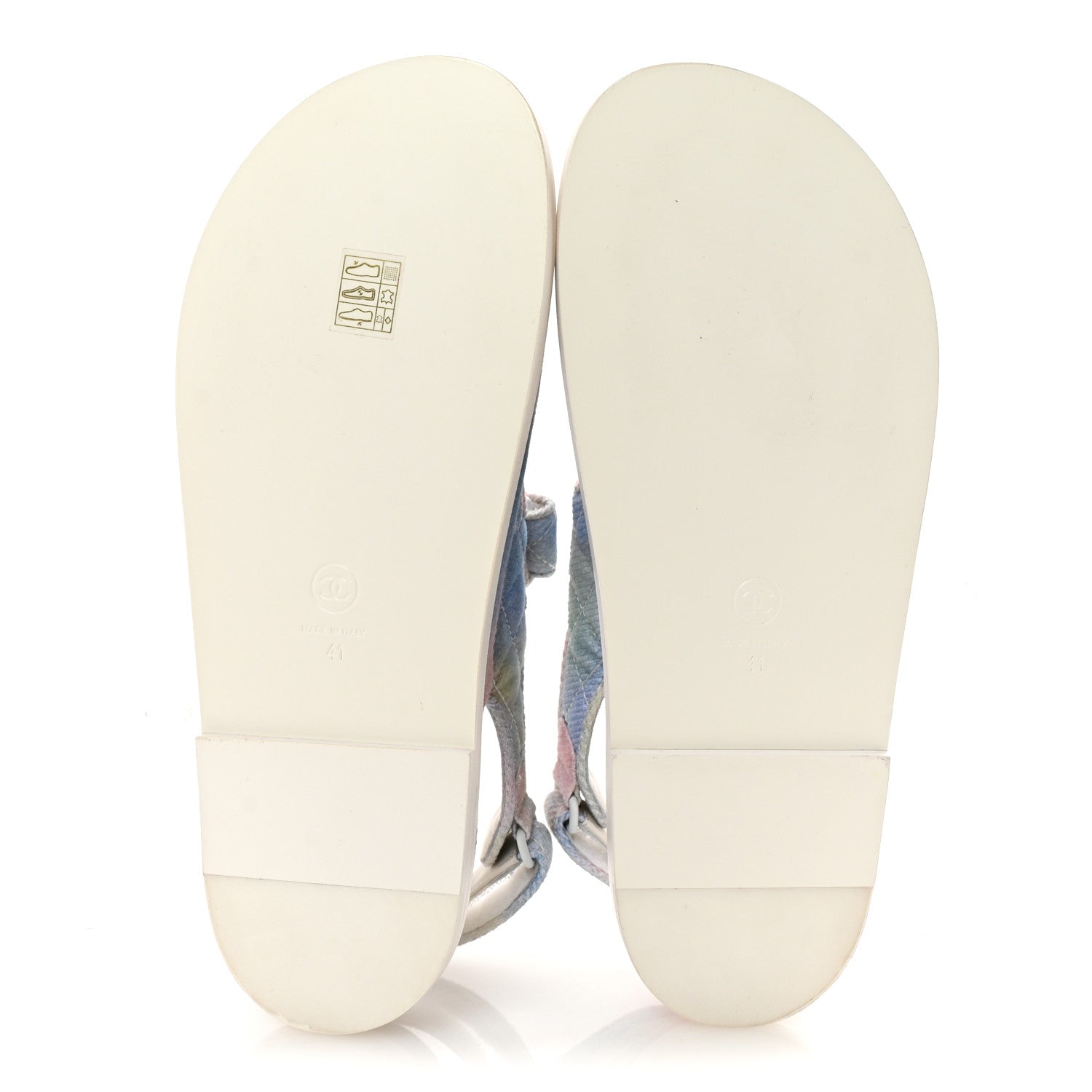 Chanel Printed Fabric Quilted Dad Sandals 41 Green Pink Blue 6 of 10