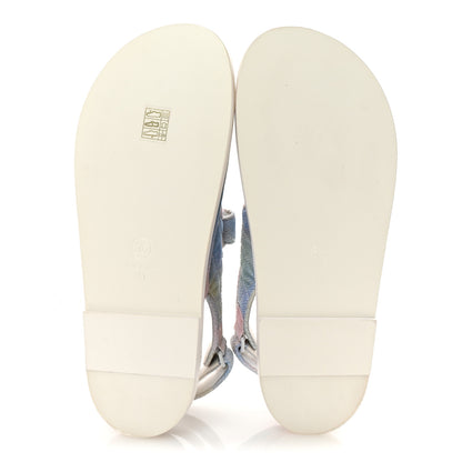 Chanel Printed Fabric Quilted Dad Sandals 41 Green Pink Blue 6 of 10