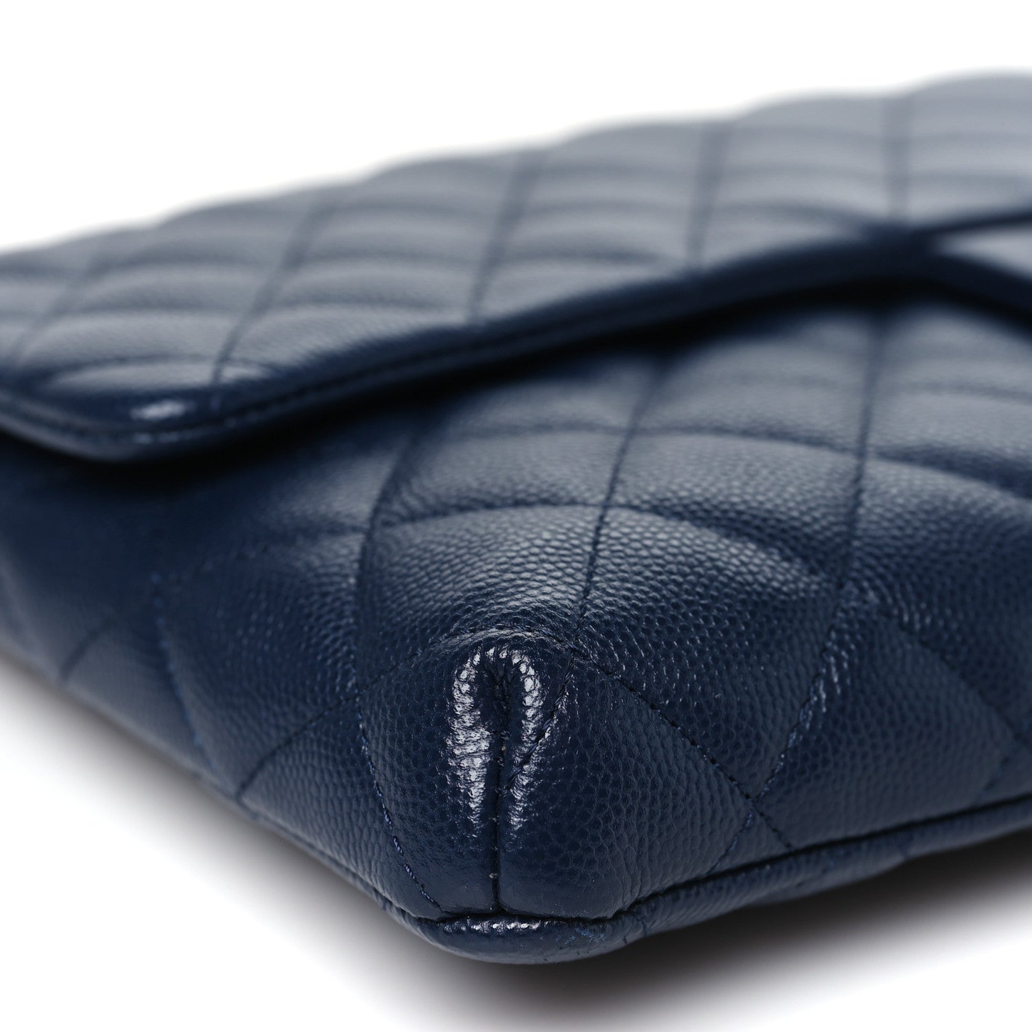 Chanel Caviar Quilted Flap Clutch Navy Blue 9 of 11