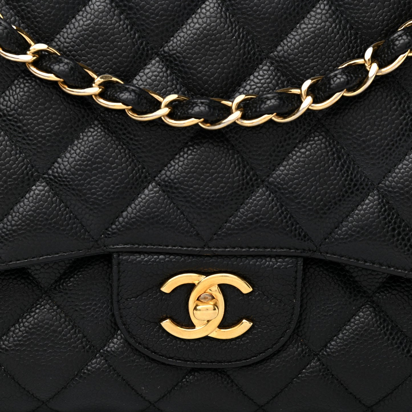 Caviar Quilted Jumbo Double Flap Black