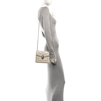 Bulgari Calfskin Woven Chain Serpenti Forever Crossbody Bag White 2 of 9